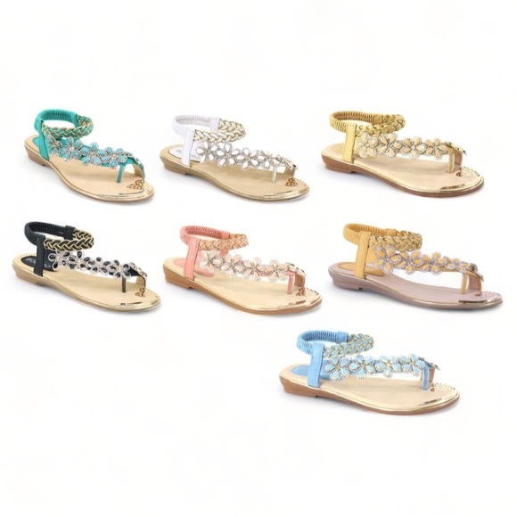 Restocked Italina / Atalina Toe Ring White Floral Rhinestone Daisy Sandal - Picture 7 of 11